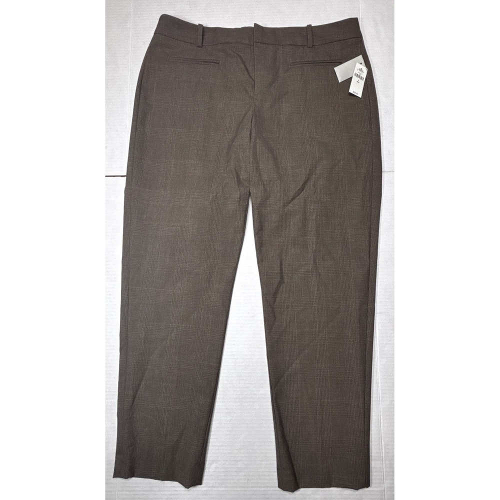 Gap Slim Cropped Plaid Dress Pants Women's 8R Brown Stretch Ankle Trousers NWT